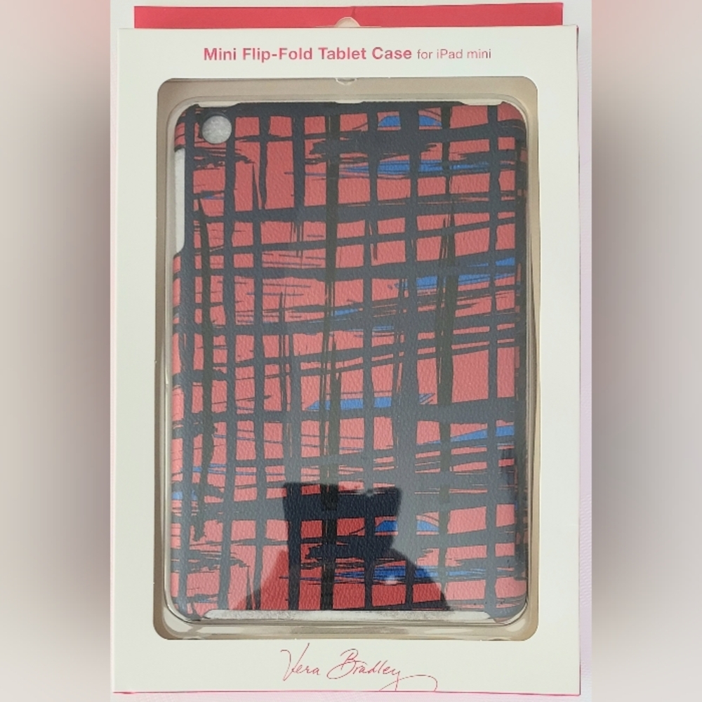 Vera Bradley Plaid Tablet Case - Navy/Red NWT